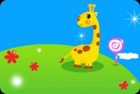 Baby Giraffe On The Candy Hill Background