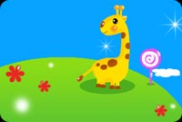 Baby Giraffe On The Candy Hill Background