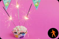 Animated Birthday Cupcake With Sparklers Background