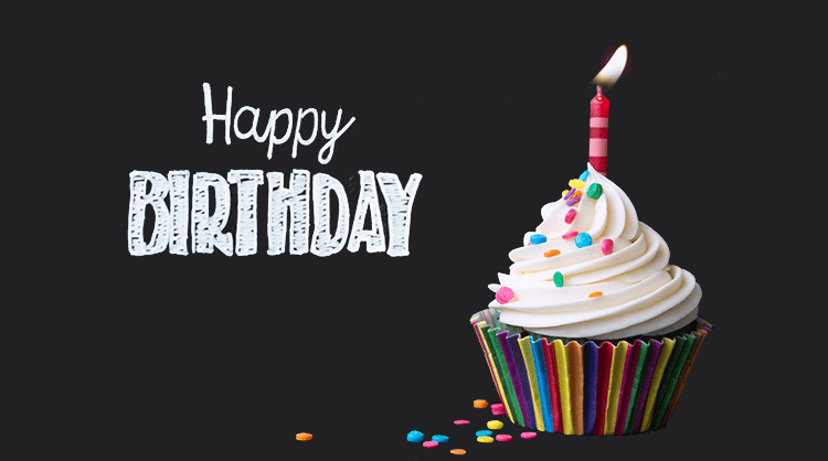 Animated Happy Birthday Cupcake Candle Flame Email Backgrounds | ID#: 23216  