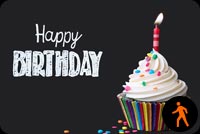 Animated Happy Birthday Cupcake Candle Flame Background
