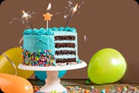 Animated Birthday Cake Balloons Candle & Sparklers email background