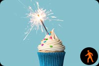 Animated Blue Cupcake With Sparkler Background