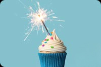 Animated Blue Cupcake With Sparkler email background