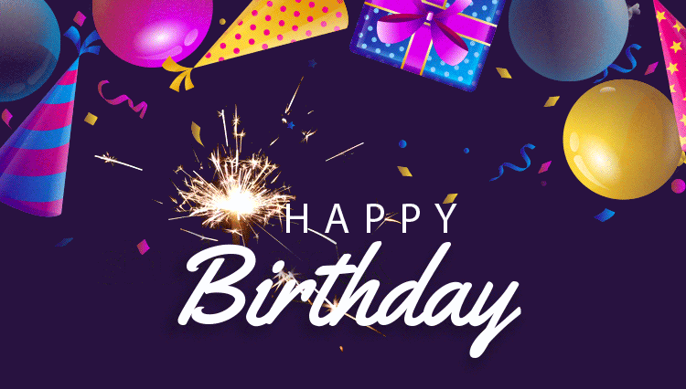 Animated Happy Birthday Party With Sparkler Email Backgrounds | ID#: 23364  