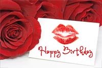 Birthday Roses With Kiss Mark Background