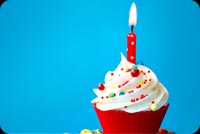 Red Candle & Cup Cake Background