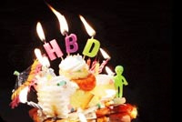Animated: Birthday Cake with Letter Candles email background