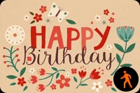 Birthday Card Floral & Butterfly Background