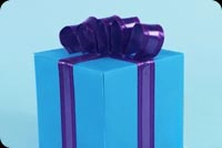 Animated: Blue Gift Box with Purple Bow email background