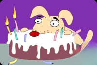 Animated: Funny Dog Birthday Cake email background
