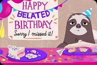 Animated: Belated Birthday Sloth email background