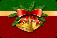 Christmas Bells & Red Bow Background