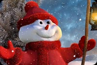 Happy Snowman With Lantern Background