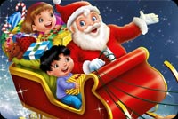 Santa Gives Kids A Ride Background