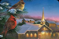 Animated: Cardinals at Snowy Church email background