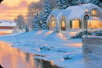 Animated Snowy Christmas Cottage email background