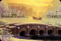 Animated: Snowy Stone Bridge at Sunrise email background