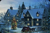 Animated Christmas Village at Night email background