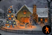 Animated Warm Christmas House Background