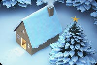 Snow Christmas House Background