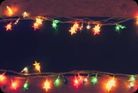 Christmas Lights Wooden Table Background