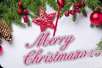 Animated: Merry Christmas Red Star and Holly email background