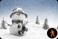 Animated Snowman With Snow Effect Background