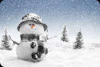 Animated Christmas Snowman in Falling Snow email background