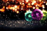 Animated: Colorful Christmas Ornaments and Sparkles email background
