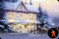 Animated Christmas House Snowing Effect Background