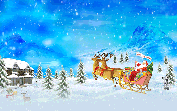 Animated Merry Christmas Santa with Snow Effect Email Backgrounds | ID#:  23110 