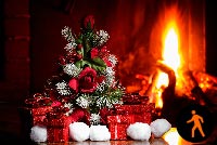 Animated Christmas Gifts Fireplace Background