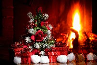 Animated: Christmas Tree by the Fireplace email background