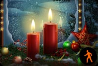 Animated Christmas Ornaments, Stars & Candle Background