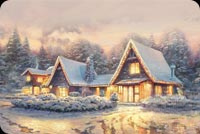 Animated: Snowy Christmas Cottage by the Stream email background
