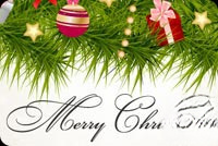 Animated: Merry Christmas Evergreen Gift Border email background
