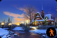 Animated Christmas House Smoke Chimney & Water Drop Background