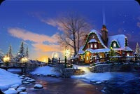 Animated: Snowy Christmas House by Stream email background