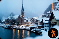 Lake Hallstatt Winter Time Background