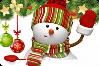 Animated: Waving Snowman and Ornaments email background