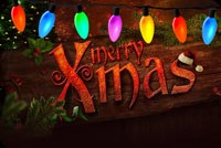 Animated: Merry Xmas Colorful Light Garland email background