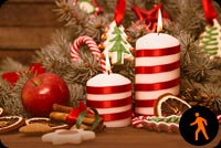 Animated Merry Christmas Candles & Chocolates Background