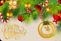 Animated: Golden Merry Christmas Ornament Border email background