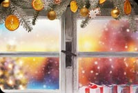 Animated: Snowy Christmas Window email background