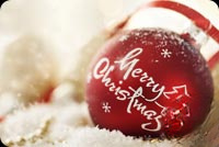 Animated: Merry Christmas Red Ornament email background