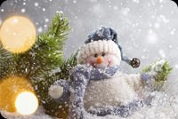 Animated: Cute Snowman in Falling Snow email background