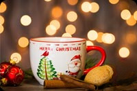Animated: Merry Christmas Coffee Mug and Cookies email background