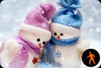 Animated 2 Cute Snowman Snowing Background