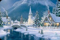 Animated: Snowy Christmas Village Church email background